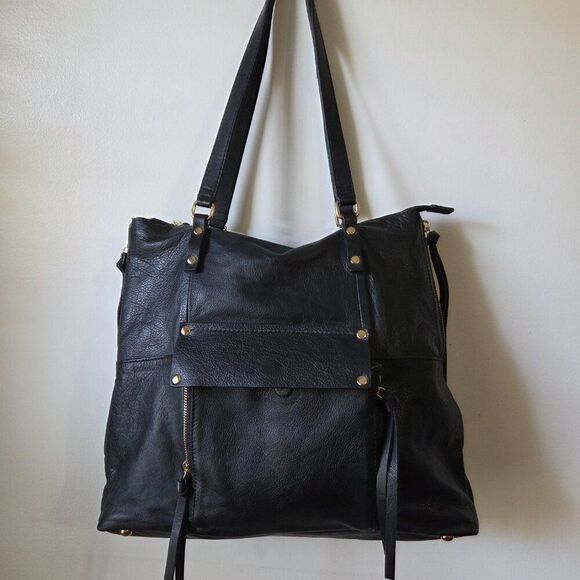 EUC LIKE NEW KOOBA BLACK PEBBLED GENUINE LEATHER LARGE TOTE BAG - Picture 3 of 16